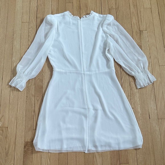 Aritzia Wilfred Swept white puff-sleeve chiffon mini dress size 6 - Picture 13 of 13